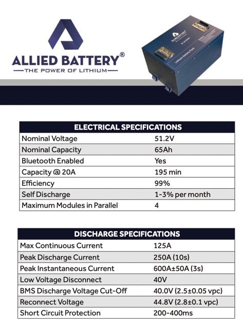 48v 65ah allied lithium battery, allied lithium golf cart battery